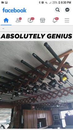 an image of a ceiling with many metal objects hanging from it's sides and the words absolutely genius above them