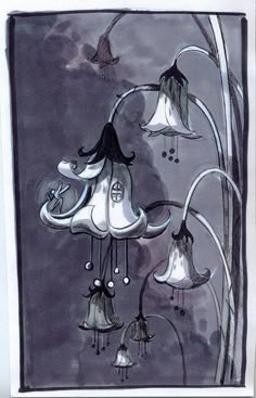 a drawing of bells hanging from a tree