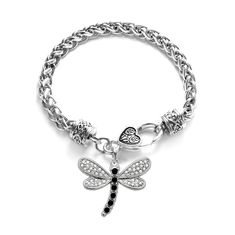 PRICES MAY VARY. PREMIUM QUALITY - Measuring approximately 7.5 inches in diameter, this charming 2.0 Carat Dragonfly bracelet for women boasts a high polish sterling silver finish. TIMELESS DESIGN - Featuring a braided chain design with a decorative lobster claw heart clasp, our 2.0 Carat Dragonfly silver bracelets make unforgettable gifts for women. SPARKLING CHARM - This cute silver bracelet features a customized bracelet charm set with sparkling Cubic Zirconia diamonds and measures 1/2" tall Glittery Jewelry, Silver Braided Bracelet, Dragonfly Bracelet, Dragonfly Jewelry, Silver Bracelets For Women, Dragonfly Charm, Humming Bird, Bird Charm, Cubic Zirconia Jewelry