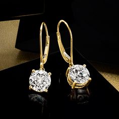 Ross-Simons - 4.00 ct. t. w. Lab Grown Diamond Drop Earrings in 14kt Yellow Gold. It's time to say yes to big, beautiful diamonds! These beyond-impressive drop earrings showcase superb 4.00 ct. t. w. round brilliant-cut lab-grown diamonds in high-polished 14kt yellow gold settings. Hanging length is 1". Lab-grown diamonds are identical to mined diamonds according to their optical, physical and chemical properties. All Ross-Simons lab-grown diamond jewelry in 14kt gold and platinum (excluding RS Physical And Chemical Properties, Yellow Gold Setting, Diamond Drop Earrings, Say Yes, 14kt Gold, Round Brilliant, Lab Grown, Lab Grown Diamonds, Diamond Jewelry