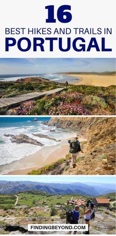 the best hikes and trails in portugal with text overlay that reads 16 best hikes and trails in portugal