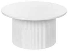 a white round table with pleated design on the top and bottom, viewed from above