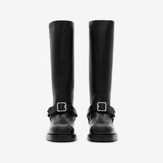 Leather Saddle Tall Boots in Black - Women | Burberry® Official Saddle Boots, Knight Design, Toe Polish, Black Accessories, Built In Wardrobe, Burberry Women, Tall Boots, High Boots, Shoe Collection