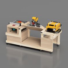 a workbench with tools on it sitting on wheels