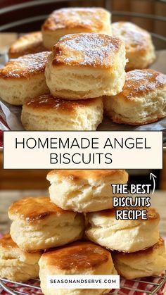 homemade angel biscuits stacked on top of each other