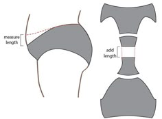 how to make an origami style bralet with the measurements and length guide