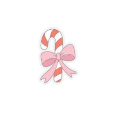 a candy cane with a pink bow on it