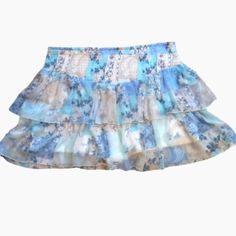 Madden Nyc Smocked Double Ruffle Skort Skirt Blue Floral Comfy Summer Beach Boho Western Vibe Waistband Is Elastic And Stretchy. Check Out Our Listings For More Items With A Similar Flowy Bohemian Goddess Vibe. Pull On Machine Washable Light And Summery, Fashion 2023, Summer Beach, Leisure, We're Very Big On Being Kind To Mother Earth, We Love The Possibility Of Rehoming Items With People Who Will Appreciate Them Measurements: As Per Photos Condition: Never Used. Excellent Quality And Condition Light Blue Stretch Skirt For Summer, Summer Blue Gathered Skirt, Blue Gathered Skirt Bottoms For Vacation, Blue Tiered Skirt For Spring, Light Blue Skirted Bottoms For Beach, Light Blue Skirted Beach Bottoms, Blue Ruffled Mini Skirt For Beach, Light Blue Ruffled Skirt Bottoms For Summer, Bohemian Ruffled Skirt For Beach Season