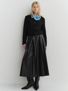 Composition : Shell : polyurethan 100% Lining : polyester 100%Color : BlackCountry of Origin : Republic of Korea Pleated Long Skirt, Long Skirt, Composition, The Originals, Clothes For Women, Leather, Clothes, Black, Color