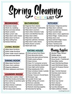 the spring cleaning checklist is shown here