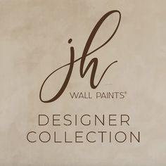 the logo for wall paint's designer collection is shown in brown and beige colors