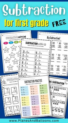 subtraction worksheets for first grade students to practice subtraction with free printables