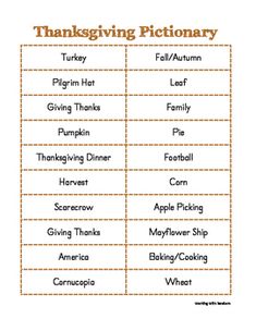 thanksgiving dictionary with words and pictures on it