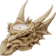 6.25 Polyresin Tealight Holder - Dragon Skull - Magick Magick.com Hollow Eyes, Herbal Candles, Dragon Skull, Space Light, Herbal Magic, Dungeons Dragons, T Lights, Tealight Holder, Dragon Slayer