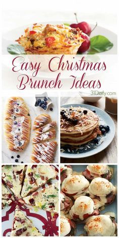 the cover of easy christmas brunch ideas, with pictures of different desserts and pastries