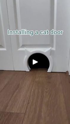 an image of a cat door that is open and has the words installing a cat door on it