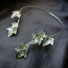 The necklace is made of stainless steel, decorated with PET enamel  - This is a proprietary technology process used PET bottles Leaf Jewelry Necklace, Lotr Jewelry, Warrior Jewelry, Ivy Necklace, Leaf Accessories, Magical Necklace, Eco Friendly Necklace, Ren Fair, Nature Necklace