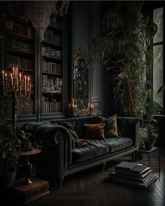 a living room filled with furniture and lots of books