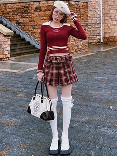 Brand: other/other Applicable age: 18-24 years old Size: S M L Pattern: other/other style: street Street: Europe and America Waist type: natural waist Color classification: wine red dark green Item No.: BZ22D828-1SK Skirt type: pleated skirt Year Season: Winter 2022 Skirt length: short skirt Profile: Type A Material composition: polyester fiber 80% viscose fiber (viscose fiber) 20% White Pleated Skirt Outfit, Plaid Mini Skirt Outfit, 2022 Skirt, Belt Mini Skirt, Pleated Skirt Outfit, White Pleated Skirt, Belted Mini Skirt, Plaid Pleated Skirt, Teenage Fashion