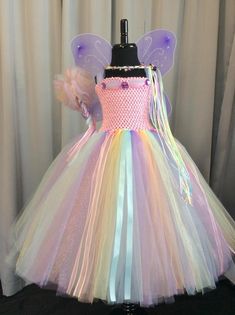 Pastel Rainbow Fairy Princess Costume Tutu Dress Up Set | Etsy Multicolor Fairy Dress For Dress-up, Whimsical Rainbow Princess Dress For Dress-up, Fairytale Fairy Dress With Ruffles For Dress-up, Pink Fitted Fairytale Fairy Dress, Cute Fairy Dress For Costume Party, Cute Fitted Fairy Dress For Costume Party, Multicolor Fairy Style Dress-up Dresses, Fairy Style Party Dress, Fairy Style Multicolor Dress For Dress-up