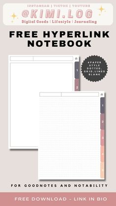 This digital notebook works with iPads or Android Tablets in note-taking apps like Goodnotes, Notability or Noteshelf. lined, dotted, square and blank templates. Goodnotes Note Template Free, How To Make Tabs In Goodnotes, Goodnotes Diary Template, Procreate Notes Template, Goodnotes Notebook Paper, Penly App Template, Goodnotes Template Free Study, Good Notes Templates Free Note Taking, Goodnotes Paper Template Free