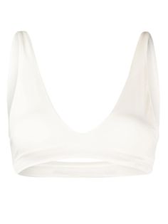 cream white stretch-design fine ribbed seamless V-neck sleeveless elasticated hem Bra Items, Airport Fashion, Harvey Nichols, Deep V Neck, Cream White, Deep V, Fashion Branding, V Neck, Boutique