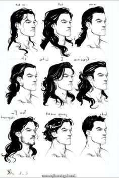 a drawing of different hairs styles and haircuts for people with long, wavy hair