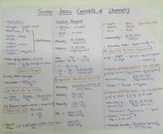 some basic concepts of chemistry written on a piece of paper with writing underneath it