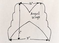 the diagram shows how to make an angel wings with measurements for each wing and height