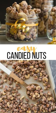 an easy recipe for candied nuts that you can make in minutes and it's so good to eat