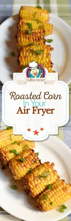 grilled corn on the cob in your air fryer with text overlay