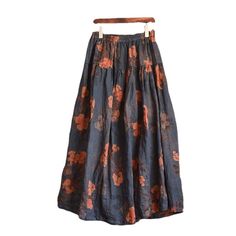 Details: Gender: Women Item Type: Skirt Material: Linen Season: Spring, Summer, Autumn Pattern: Floral Style: Casual, Loose, Retro Waist Type: Elastic Waist Size: One Size Length: 93.00 cm/ 36.61 " Waist (Max): 114.00 cm/ 44.88 " Hip: 206.00 cm/ 81.10 " Hem: 240.00 cm/ 94.49 " Linen Midi Skirt, Chic Skirts, Long Skirts For Women, Linen Casual, Winter Skirt, Floral Retro, Long Maxi Skirts, Fall Skirts, Linen Skirt