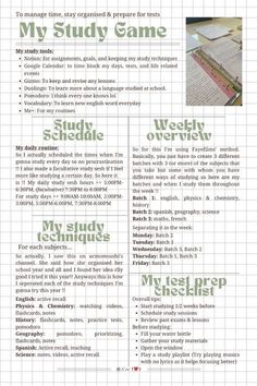 Easy Study Notes, Online Study Timetable, Study Schedule Journal, How To Organise Study Notes, Study Subject Planner, To Do Study List, Study Notes Organization Ideas, Creating A Study Schedule, Daily Routine With School