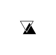 a black and white triangle logo with the letter v in it's bottom corner