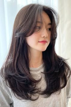 Korean Long Hair, Hair Style Korea, Hairstyle Tutorials, Layered Hairstyles, Trening Fitness