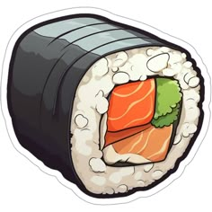 a sushi sticker on a white background