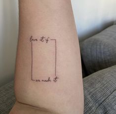 a woman's arm with a tattoo that reads, one at a time we made it