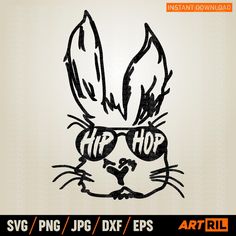 an image of a bunny with sunglasses on it's face and the words hip hop