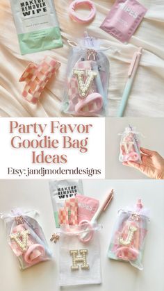 Goodie Bag Party Favor for Pajama Party Girl Birthday Treat Bag for 9 Year Old Favor for Bachelorette Party Bags for Pamper Party Gift Sets - Etsy Ladies Party Favor Ideas, Sleepover Party Theme Ideas, Pool Party Gift Bags For Kids, Girls Night Goodie Bags, Gift Bags For Birthday Guests, Goodie Bags For Birthday Parties, Birthday Party Gift Bag Ideas, Pink Sleepover, Party Bag Ideas