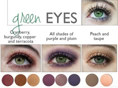 Gym Routines, Green Eyes Pop, Hair Colour For Green Eyes, Hazel Green Eyes, Eyeshadow For Green Eyes, Hazel Eye Makeup, Colour Guide, Makeup Color Wheel, Makeup Looks For Green Eyes