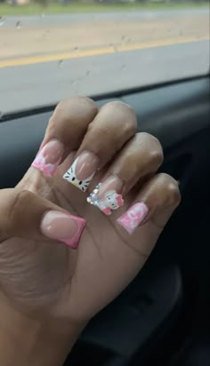 Hello Kitty Nail, Kitty Nail, Kitty Nails, Acrylic Toe Nails, Duck Nails, Hard Nails, Colored Acrylic Nails, Girly Acrylic Nails, French Tip Acrylic Nails