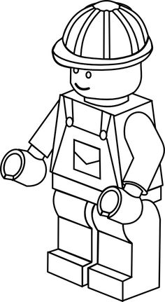 a black and white image of a lego man with a fireman's helmet