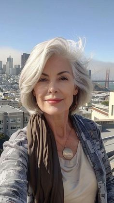 Haircuts For Medium Length Hair, Grey Hair Inspiration, Grey Hair Styles For Women, Chin Length Hair, Hairstyles For Women Over 50, Sassy Hair, Haircut For Older Women, Short Hair With Layers, Older Women Hairstyles