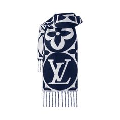 LOUIS VUITTON® - Lv Medallion Scarf - Bleu Marine Lv Scarf Blue, Lv Scarf, Micro Bags, Christmas Gifting, Louis Vuitton Official Website, Slouchy Bag, Trunk Bag, Latest Bags, Stole Scarf