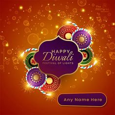 happy diwali festival with colorful lights and sparkles on red background for celebration