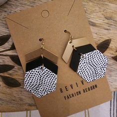 Gold, Black, And White Fun Dangle Earrings 1.5 Inches Long New With Tags! Add More Items You Love To A Bundle For A Discount Trendy Leather Earrings As Gift, Earrings With Cricut, Leather Engraved Earrings Cricut, Wood And Faux Leather Earrings, Handmade Brown Faux Leather Earrings, Adjustable Black Faux Leather Earrings, Cricut Jewelry, Handmade Leather Jewelry, Leather Earring