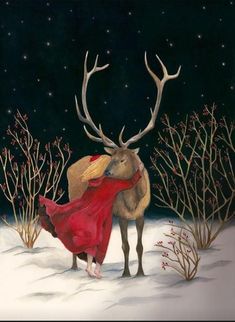 Kerria (@Kerria) on X Fairytale Christmas, Solstice Art, Deer Girl, Fairytale Illustration, Seasons Art, Magical Art, Fairytale Art, Snow Queen