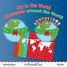 a christmas card with the words joy to the world and children around the world on it