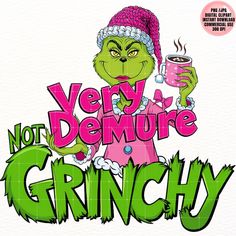 the grinch is holding a cup of coffee and wearing a knitted beanie