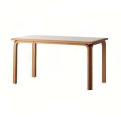 the table is made from wood and has a rectangular top with two legs, which are attached